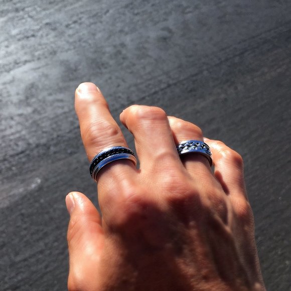 Fidget Ring, Spinner Ring, Anxiety Ring, Meditation Ring, Chain Spinner Ring Men - Picture 3 of 8